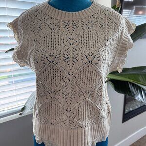 Elie Tahari Lace Trim Cap Sleece Sweater S/P